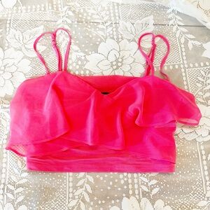 bebe Hot Pink Ruffle Camisole Tank
